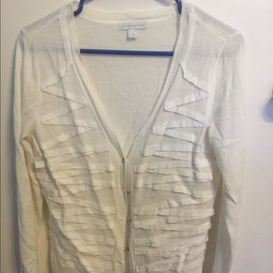 New York & Company white button up sweater